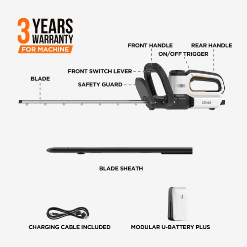 Litheli 20V Hedge Trimmer, 20'' Cordless Hedge Trimmer for Shrub, Cutting, Trimming, Pruning, 3/4'' Battery Bush Trimmer with 2.0Ah Battery Included