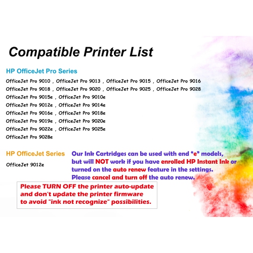 [New Chip] 1 Set Compatible HP 962 XL Ink Cartridges 962XL High Yield - HP OfficeJet Pro 9010 9015 9016 9018 9020 9025 9028 9019e 9022e 9013 9012e
