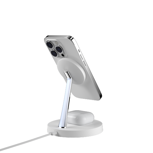 SwitchEasy MagPower 2-in-1 Magnetic Wireless Charging Stand - White