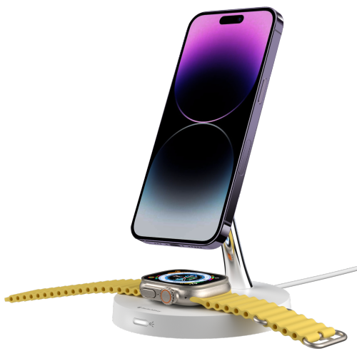 SwitchEasy MagPower 2-in-1 Magnetic Wireless Charging Stand - White