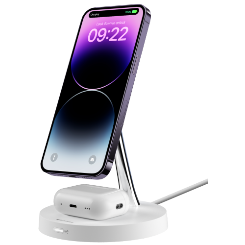 SwitchEasy MagPower 2-in-1 Magnetic Wireless Charging Stand - White
