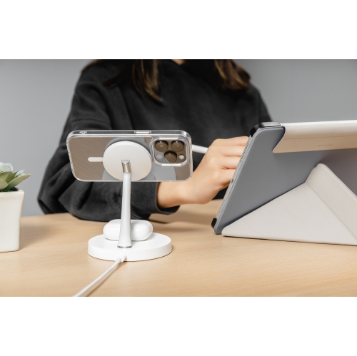 SwitchEasy MagPower 2-in-1 Magnetic Wireless Charging Stand - White