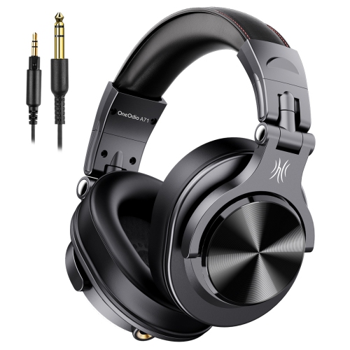 OneOdio Over-Ear Wired Headphones Corded Headphones with Dual Plugs Hi-res Stereo Sound & Mic Long Cords-A71 Black
