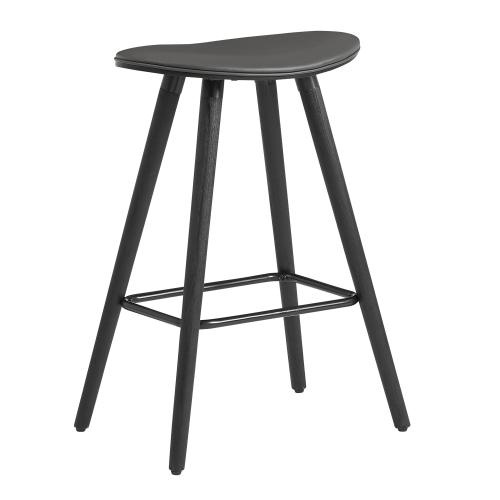 26" Gray Faux Leather Backless Black Wood Bar Stool Best Buy Canada