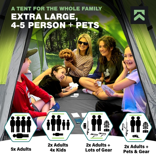 Instant Tent for Camping Easy Set Up, Easy Pop Up Beach Tent - Spacious Family Tent Pop Up Camping Tent Easy Setup - Portable Instant Tent 4 Person