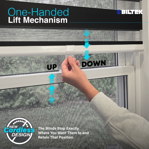 Biltek Zebra Cordless Window Blinds, Dual Layered Light Filtering Roller Shades, Easy Install Blinds, Indoor Home Decor, Pull-Down Shades for