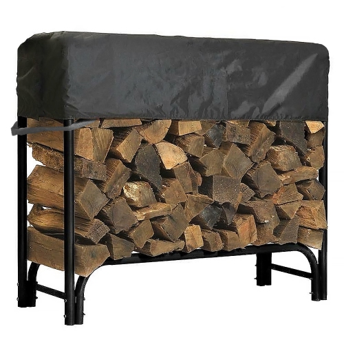 North East Harbor Outdoor Firewood Log Rack Cover - 49"L x 24"W x 20"H - Short Top Cover - Sunray Protected, and Weather Resistant Storage Cover -