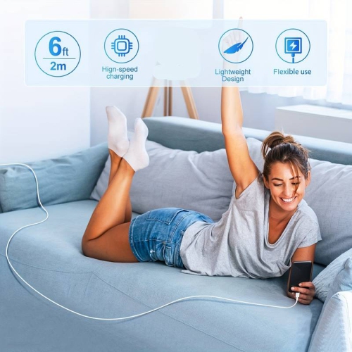 20W USB C to lightening 8-Pin Charger Cable - Fast Charging Cord for iPhone 14, 13, 12, 11/Mini/Pro/ProMax/iPad 8/Pro - White