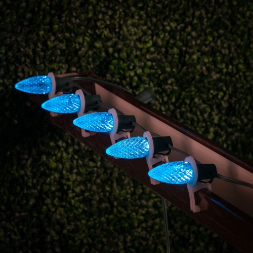 Novelty Lights 25 Pack C9 LED Faceted Ultra Bright Dimmable Outdoor Christmas Light Replacement Bulbs, E17/C9 Intermediate Base, 0.5 Watt