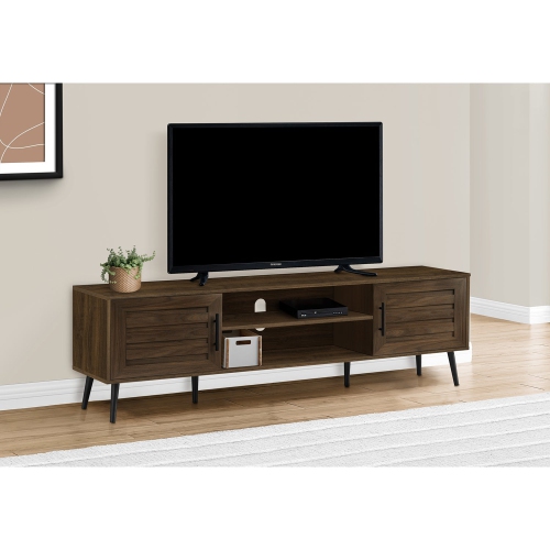 Monarch Specialties I 2717 - Tv Stand, 72 Inch, Console, Media Entertainment Center, Storage Cabinet, Living Room, Bedroom, Brown Laminate, Black