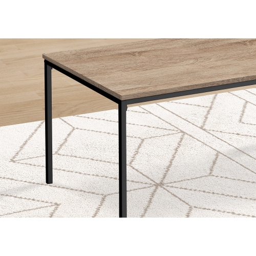Monarch Specialties I 7895P - Table Set, 3pcs Set, Coffee, End, Black Metal, Dark Taupe Laminate, Contemporary, Modern