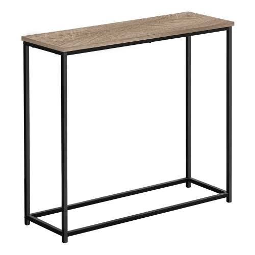 Monarch Specialties I 2253 - Accent Table, Console, Entryway, Narrow, Sofa, Living Room, Bedroom, Brown Laminate, Black Metal, Contemporary, Modern