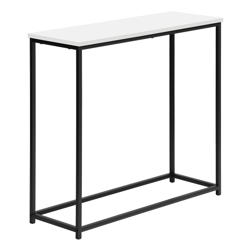 Monarch Specialties I 2252 - Accent Table, Console, Entryway, Narrow, Sofa, Living Room, Bedroom, White Laminate, Black Metal, Contemporary, Modern