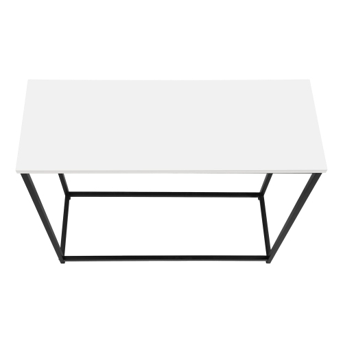 Monarch Specialties I 2252 - Accent Table, Console, Entryway, Narrow, Sofa, Living Room, Bedroom, White Laminate, Black Metal, Contemporary, Modern
