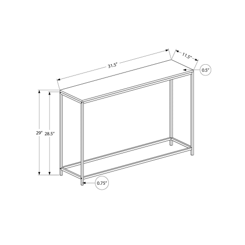 Monarch Specialties I 2251 - Accent Table, Console, Entryway, Narrow, Sofa, Living Room, Bedroom, Grey Laminate, Black Metal, Contemporary, Modern