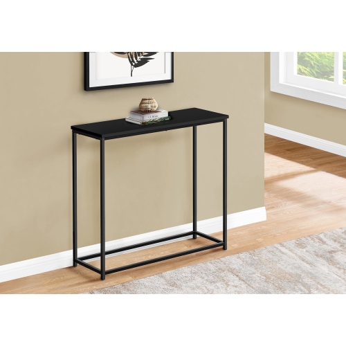 Monarch Specialties I 2250 - Accent Table, Console, Entryway, Narrow, Sofa, Living Room, Bedroom, Black Laminate, Black Metal, Contemporary, Modern