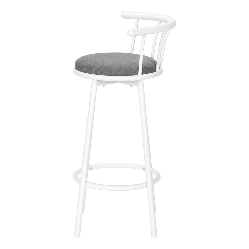 Monarch Specialties I 2397 - Bar Stool, Set Of 2, Swivel, Bar Height, White Metal, Grey Leather Look, Contemporary, Modern
