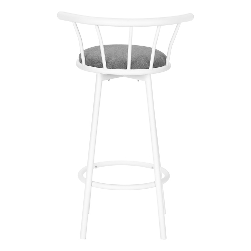 Monarch Specialties I 2397 - Bar Stool, Set Of 2, Swivel, Bar Height, White Metal, Grey Leather Look, Contemporary, Modern
