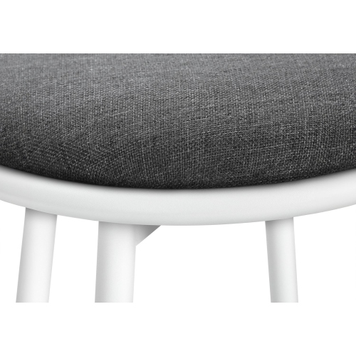 Monarch Specialties I 2397 - Bar Stool, Set Of 2, Swivel, Bar Height, White Metal, Grey Leather Look, Contemporary, Modern