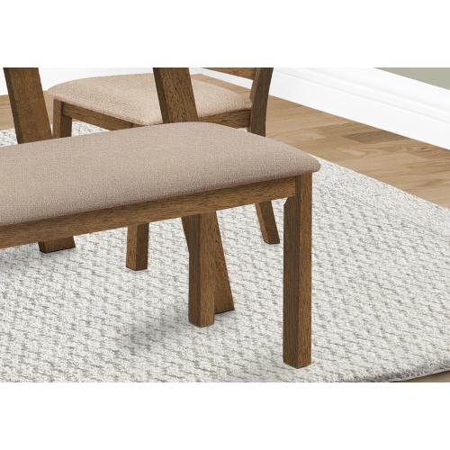 Monarch Specialties I 1317 - Bench, 42" Rectangular, Wood, Upholstered, Dining Room, Kitchen, Entryway, Brown And Beige, Transitional