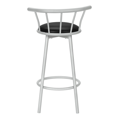 Monarch Specialties I 2399 - Bar Stool, Set Of 2, Swivel, Bar Height, Grey Metal, Black Leather Look, Contemporary, Modern