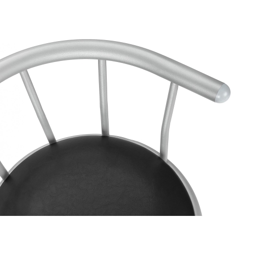 Monarch Specialties I 2399 - Bar Stool, Set Of 2, Swivel, Bar Height, Grey Metal, Black Leather Look, Contemporary, Modern