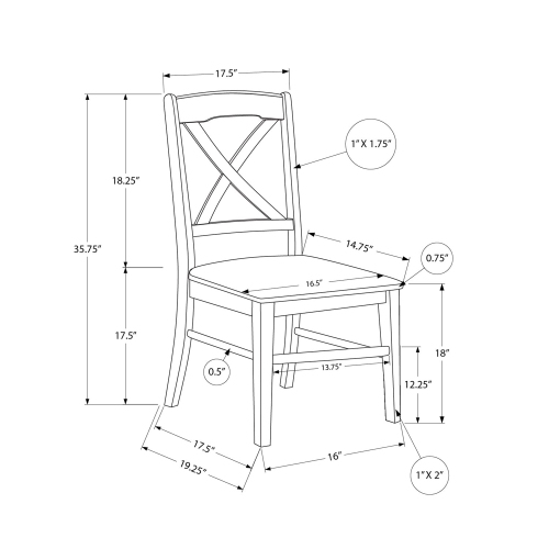 Monarch Specialties I 1325 - Dining Chair, Set Of 2, Side, Kitchen, Dining Room, Oak And Cream, Wood Legs, Transitional