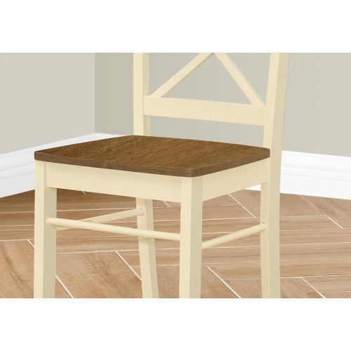 Monarch Specialties I 1325 - Dining Chair, Set Of 2, Side, Kitchen, Dining Room, Oak And Cream, Wood Legs, Transitional