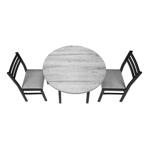 Monarch Specialties I 1007 - Dining Table Set, 3pcs Set, Small, 35" Drop Leaf, Kitchen, Black Metal, Grey Laminate, Contemporary, Modern
