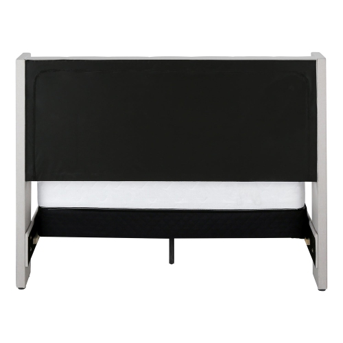 Monarch Specialties I 6041Q - Bed, Queen Size, Bedroom, Frame, Upholstered, Beige Linen Look, Chrome Metal Legs, Transitional