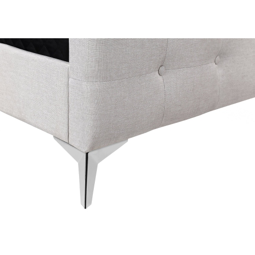Monarch Specialties I 6041Q - Bed, Queen Size, Bedroom, Frame, Upholstered, Beige Linen Look, Chrome Metal Legs, Transitional