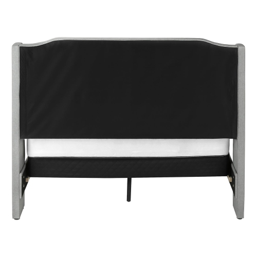 Monarch Specialties I 6045Q - Bed, Queen Size, Bedroom, Frame, Upholstered, Grey Linen Look, Chrome Metal Legs, Transitional