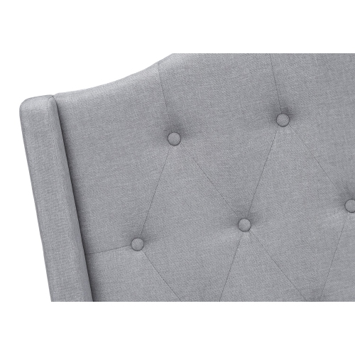 Monarch Specialties I 6045Q - Bed, Queen Size, Bedroom, Frame, Upholstered, Grey Linen Look, Chrome Metal Legs, Transitional