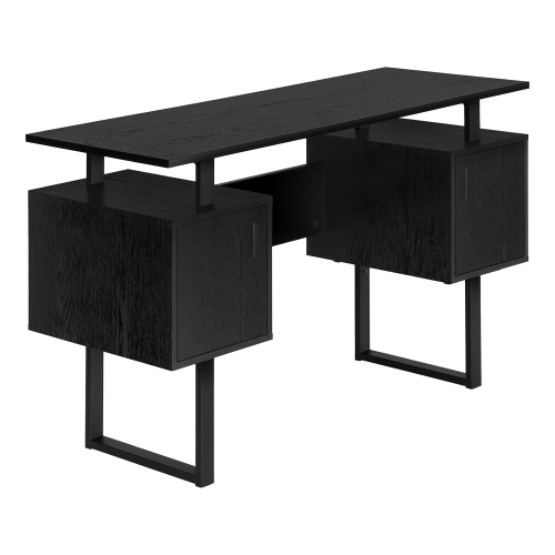 Monarch Specialties I 7606 - Computer Desk, Home Office, Laptop, Storage, 48"L, Work, Black Laminate, Black Metal, Contemporary, Modern