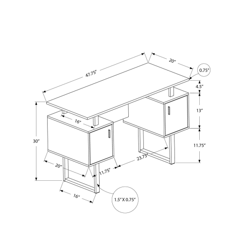 Monarch Specialties I 7606 - Computer Desk, Home Office, Laptop, Storage, 48"L, Work, Black Laminate, Black Metal, Contemporary, Modern