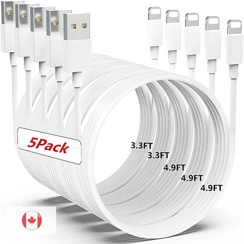 iPhone USB Charger Cable - 5Packs 8-Pin to USB Fast Charging Cables - Compatible with iPhone 13 Pro Max, 12 Mini, 11, XR, XS, X, 8, 7, 6, iPad Pro,