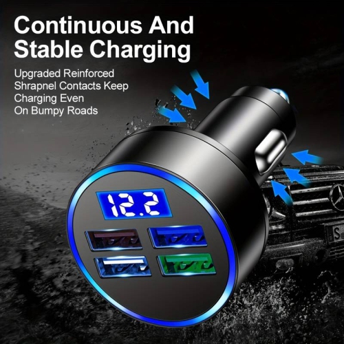 150W Car Charger - 5-Ports Quick Car Charger Adapter with QC3.0 Type C Fast Charging - 4-Port (QC3.0+3USB) Car Charger for iPhone/Android