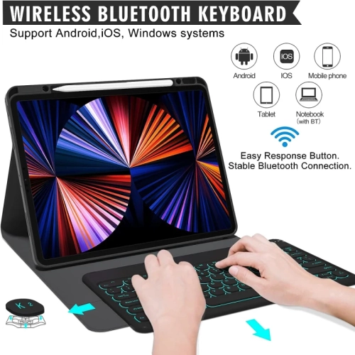 iPad Pro 12.9" Keyboard Case 2022/2021/2020 - Built-in Pencil Holder, Detachable Wireless Keyboard, Magnetic Smart Cover