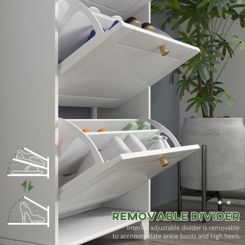 HOMCOM Narrow Shoe Cabinet with 3 Flip Drawers, Modern Shoe Storage Cabinet with Adjustable Shelves for Entryway, Hallway, Holds 12 Pairs of Shoes,