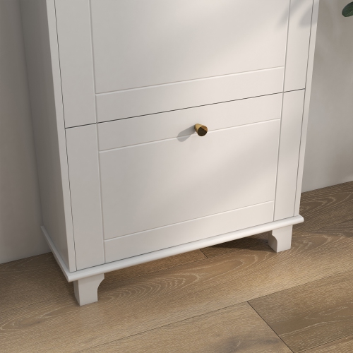 HOMCOM Narrow Shoe Cabinet with 3 Flip Drawers, Modern Shoe Storage Cabinet with Adjustable Shelves for Entryway, Hallway, Holds 12 Pairs of Shoes,