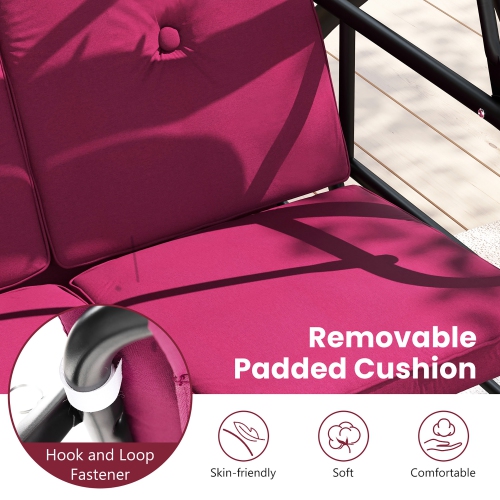 Gymax Converting Patio Swing Chair Porch Swing Bed w/Adjustable Canopy & Thickened Cushion