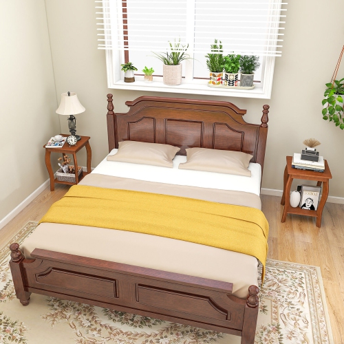 Gymax 2-Tier Square End Table Narrow Sofa Side Nightstand w/ Storage Shelf & Wood Legs