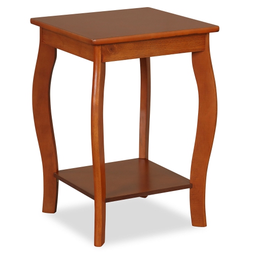 Gymax 2-Tier Square End Table Narrow Sofa Side Nightstand w/ Storage Shelf & Wood Legs