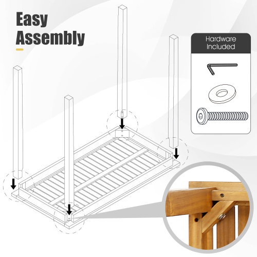 Gymax 45'' Rectangular Bar Height Dining Table Outdoor Acacia Wood Bar Table Indonesia Teak