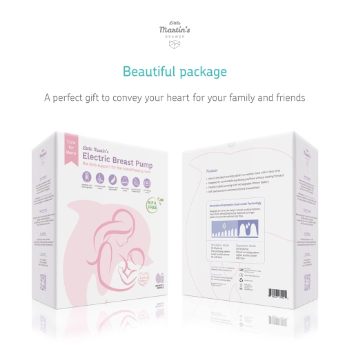Little Martin's Electric Breast Milk Pump for breast feeding, Rechargeable Battery for Travel