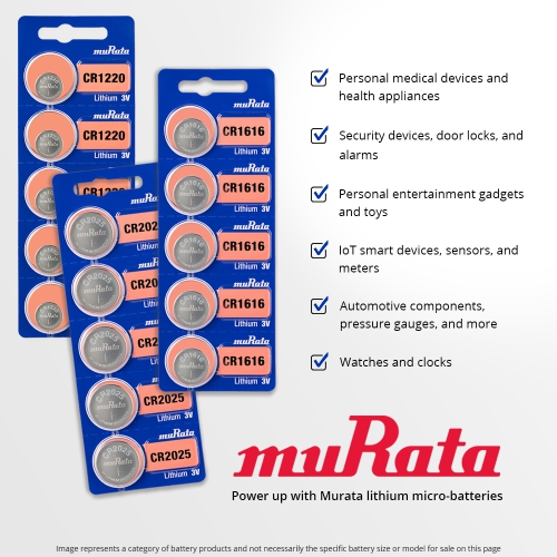 Murata CR1620 Battery 3V Lithium Coin Cell - Replaces Sony CR1620
