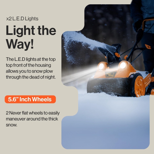 SuperHandy Walk-Behind Electric Snow Thrower: Corded AC 120V-15A, 45.7cm x 25.4cm Clearing, 7.6m Throw Distance, 326kg/min Capacity, LED Headlights