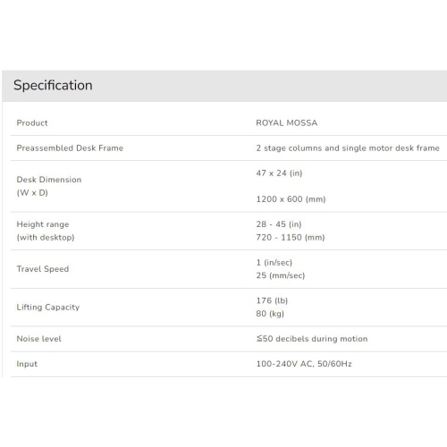 Cougar ROYAL MOSSA 120 47.2" Electric Adjustable Standing Desk with Anti-Scratch Frosted Surface, Cable Grommet, LCD Height Display Controller,