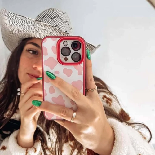 CASECO  Magsafe Iphone 14 Cow Print Case In Pink