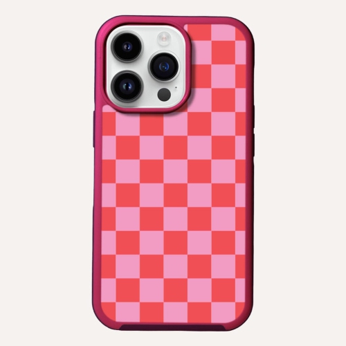 CASECO  Magsafe Iphone 14 Pro Checkerboard Print Case In Pink